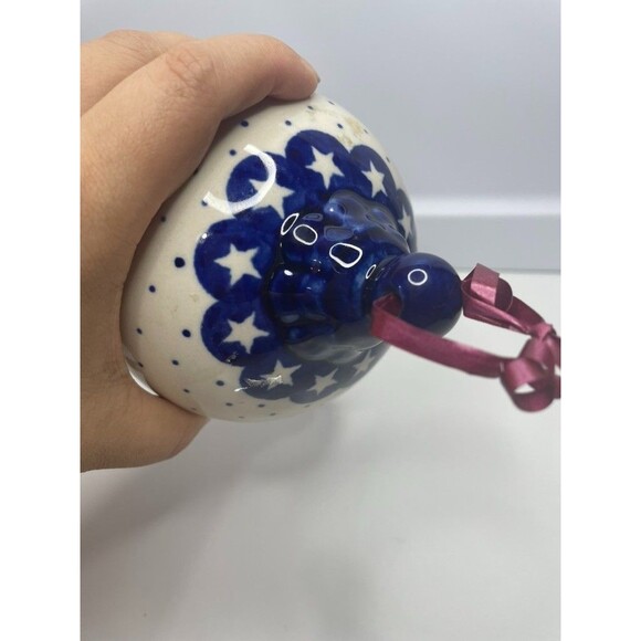 Polish Pottery Hot Air Balloon shape Christmas Tree Decor Ornaments marked stars - Picture 3 of 5
